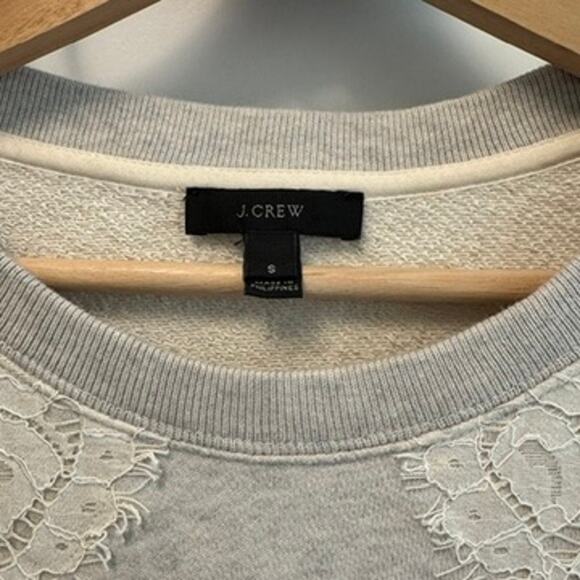 J. Crew Lace Embellished French Terry Crewneck Pullover Size S - Picture 3 of 5